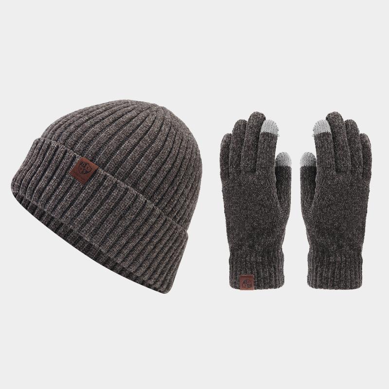 

Новый полосатый вязаный комплект из двух предметов: шапка и перчатки, для осени и зимы, уличный, теплый и ветрозащитный, шерстяной комплект