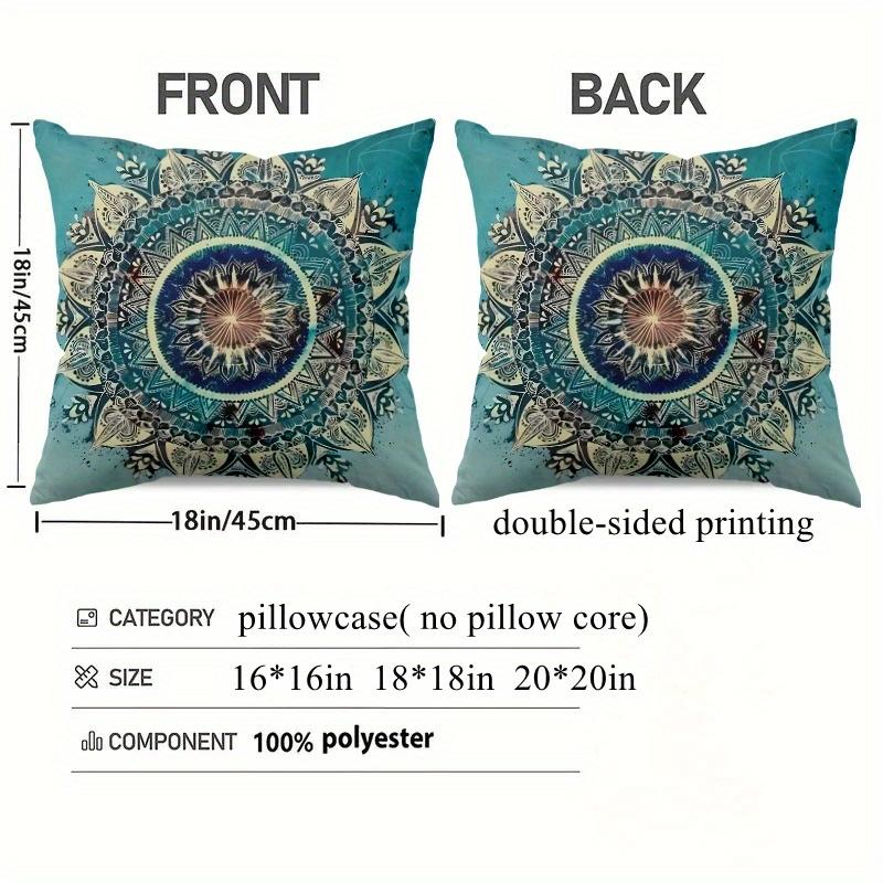 Vikama All-Season Mandala Blue Print Pillowcase Traditional Home Decor For Beds Sofas Lounge Chairs