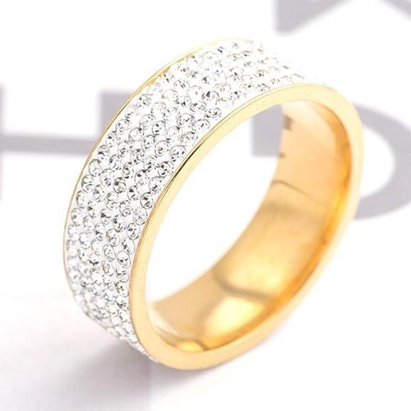 

Jianjie Изысканное женское кольцо черного цвета оружейной стали и золотого/серебристого цвета - Юбилейный праздничный подарок Size 9 золотой