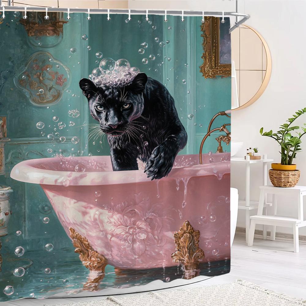 Zebra Shower Curtain, Floral Plants, Fun Leopard Animals ,Bathroom Decorative Shower Curtain, Printed Fabric Home Curtain