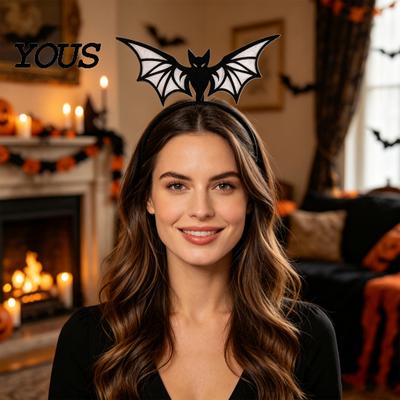 Cute Halloween Hair Decor Bat Headband, Felt Glitter Hairband Photo Booth Props for Costume, Festival Masquerade Party Prop Cosplay