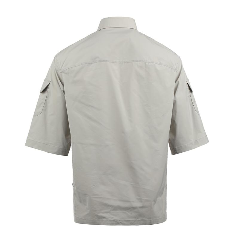 Emporio Armani Ss25 Logo Leather Label Solid Color Short Sleeve Shirt Men shirts Beige EM001522-AF13810-U1098