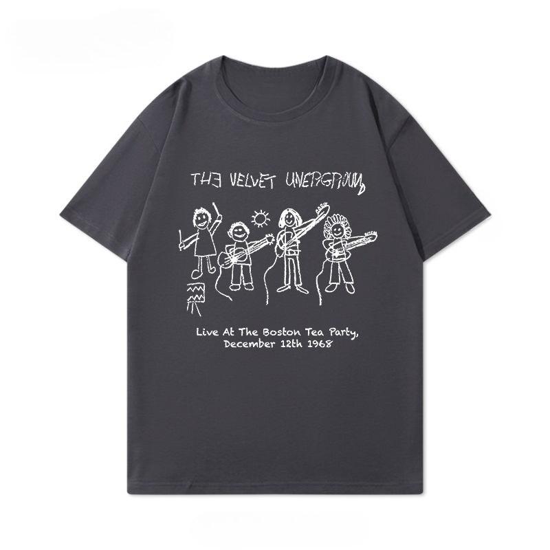 The Velvet Underground Velvet Band Black Large Size Men's and Women's T-Shirt Cotton Printed Men's and Women's Summer Clothing