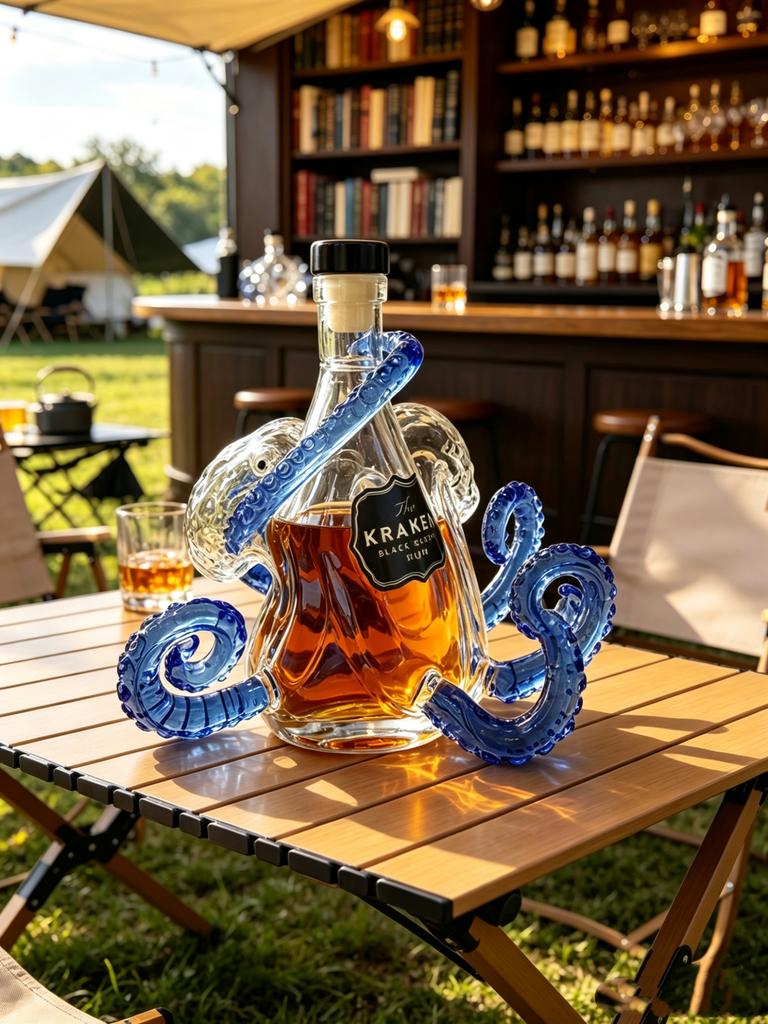 Glass Bottle Sea Monster Octopus Rum Wine Bottle Decoration Bar Wine Enthusiasts Art Collection Decoration Decanter Wine