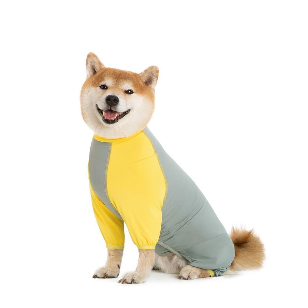 

Polyester Dog Clothes Sun-protective Clothing for Large Dogs Four-legged Puppy Summer T-shirt Pets Products Accessories back length 65cm жёлтый
