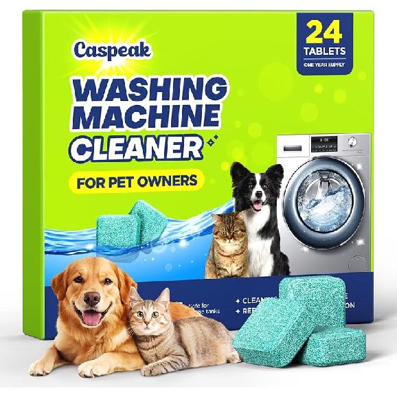 Deep Cleaning Washing Machine Cleaner Tablets, No More Odor & Pet Fur Washing Machine Cleaning Tablets, Washer Cleaner For HE Top Front Load, Septic 24 Count (Pack of 1)