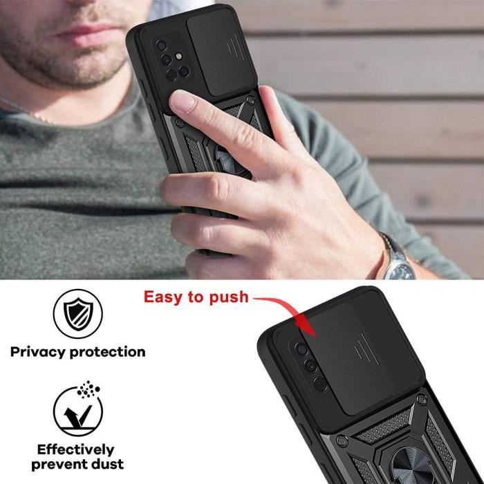 Protective Case - BOOLING - for Samsung Galaxy A51 - Shockproof - Army - Reinforced Edge - Back Ring
