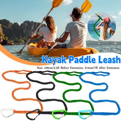 4/2/1pc Adjustable Elastic Kayak Rod Lanyard Canoe Paddle Leash Fishing Rod Leash Safety Rope Carabiner Rowing Boats Accessories