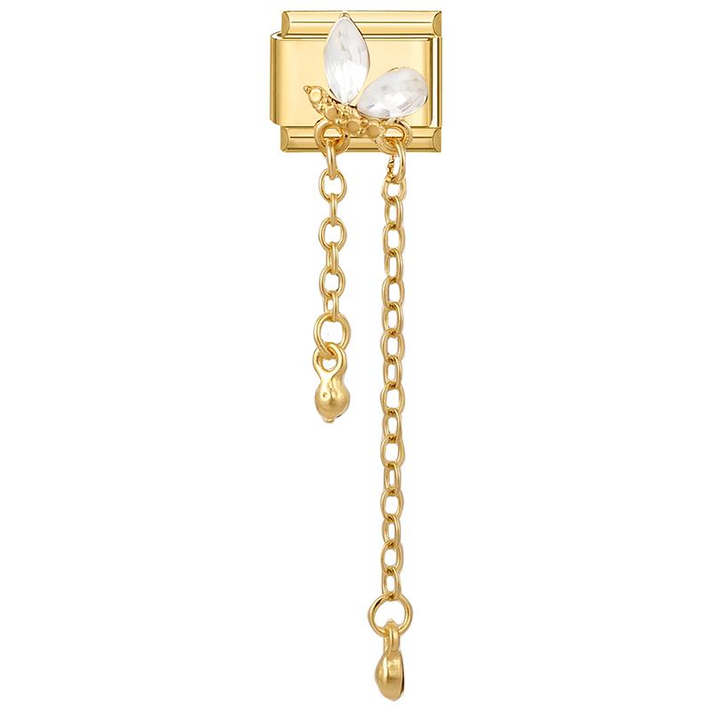 Y2K Romantic Heart Lock Bow Star Butterfly Chain Pendant Italian Charm Links Fit 9mm Stainless Steel Bracelet DIY Making Gift