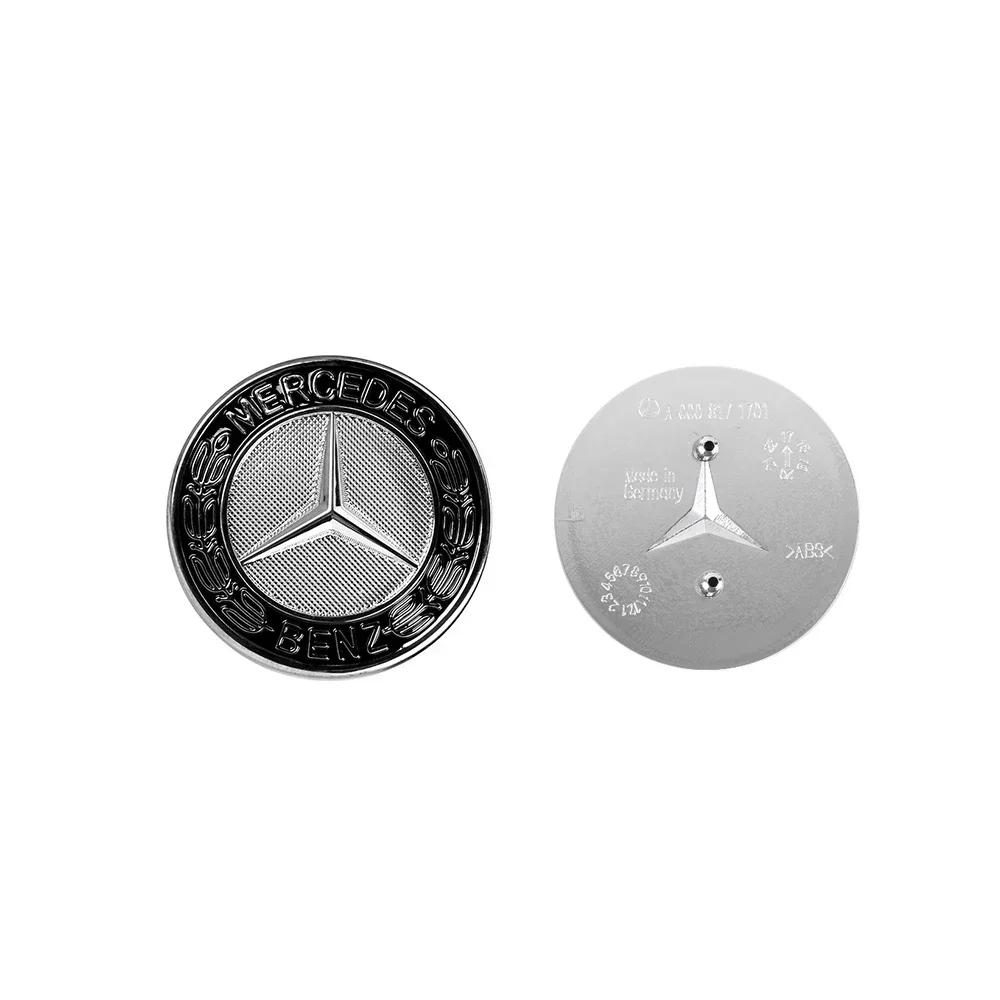 Car Sticker 57mm Car Front Hood Emblem Badge For Mercedes Benz AMG W203 W204 W210 W211 W212 W220 A0008171701 Bonnet 2 Pins Decor
