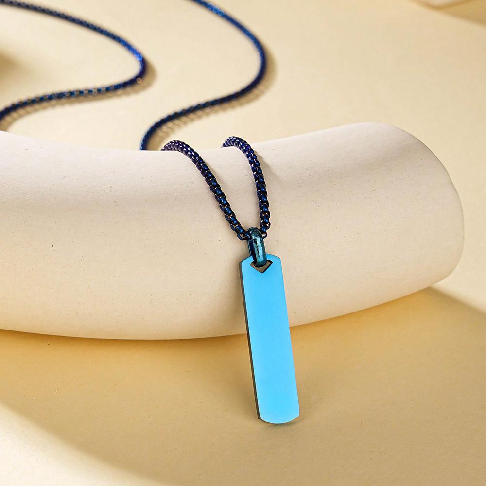 Stainless Steel Smooth Three-dimensional Strip Can Be Engraved Men's Simple Fashion Titanium Steel Necklace