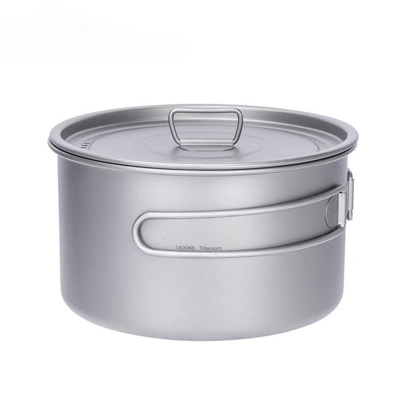 Lightweight Titanium Pot Outdoor Portable Cooking Set Backpacking Pot for Hiking Trekking Picnic Fishing