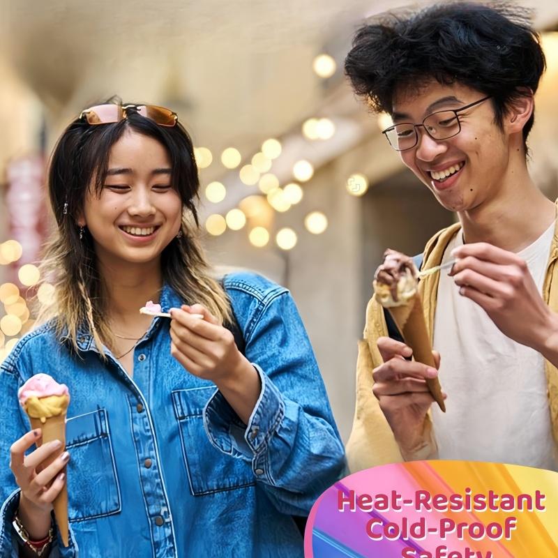 50pcs/100pcs-Colored Taster Spoons, Plastic Mini Spoons Multi-Color, Ice Cream Spoons For Crafts, Tasting, Sampling Color Random