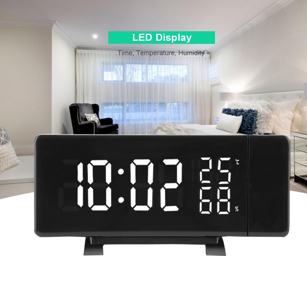Digital Clock 3 Color Projection LED   Display Time Clock Temperature Humidity FM Radio 12