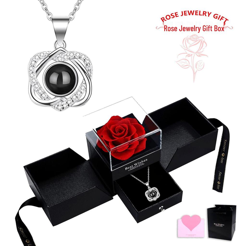 Naszyjnik Projekcyjny 'Kocham Cię' w 100 Językach - Wisiorek w Kształcie Serca