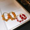 Korean Fashion Rose Flower Hoop Earrings for Women Luxurious Sparkling Zircon Circle Drop Earrings Party Ear Jewelry Accesories