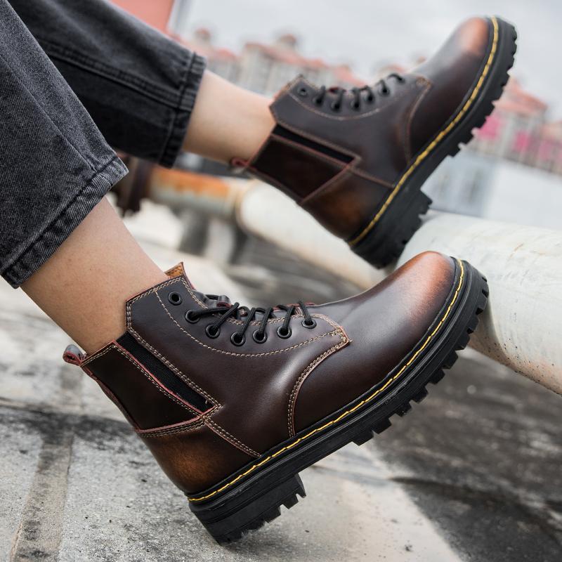 Men's New Leather Outdoor Sports Shoes Casual Shoes Business Leather Board Shoes Boots