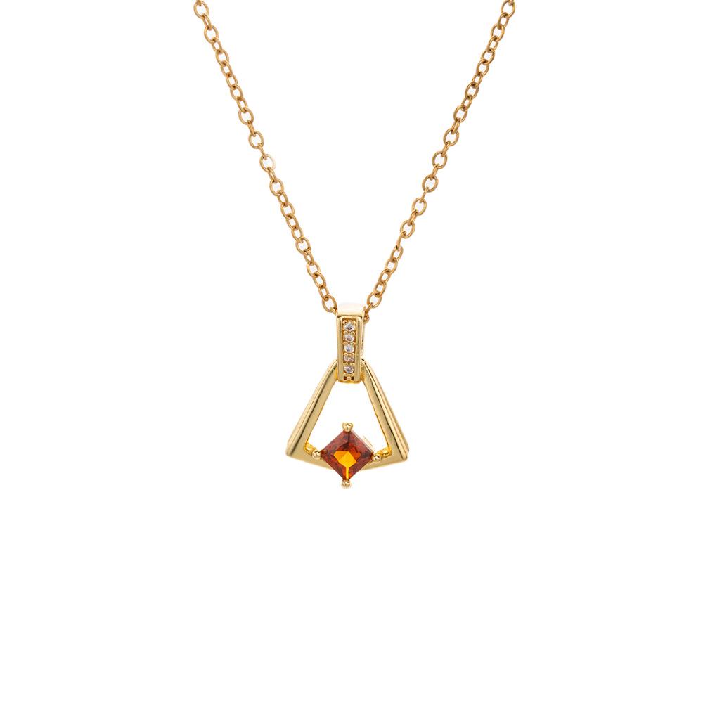 Copper Zirconia Skirt Pendant Necklace - Titanium Steel Classic Clavicle Chain for Women