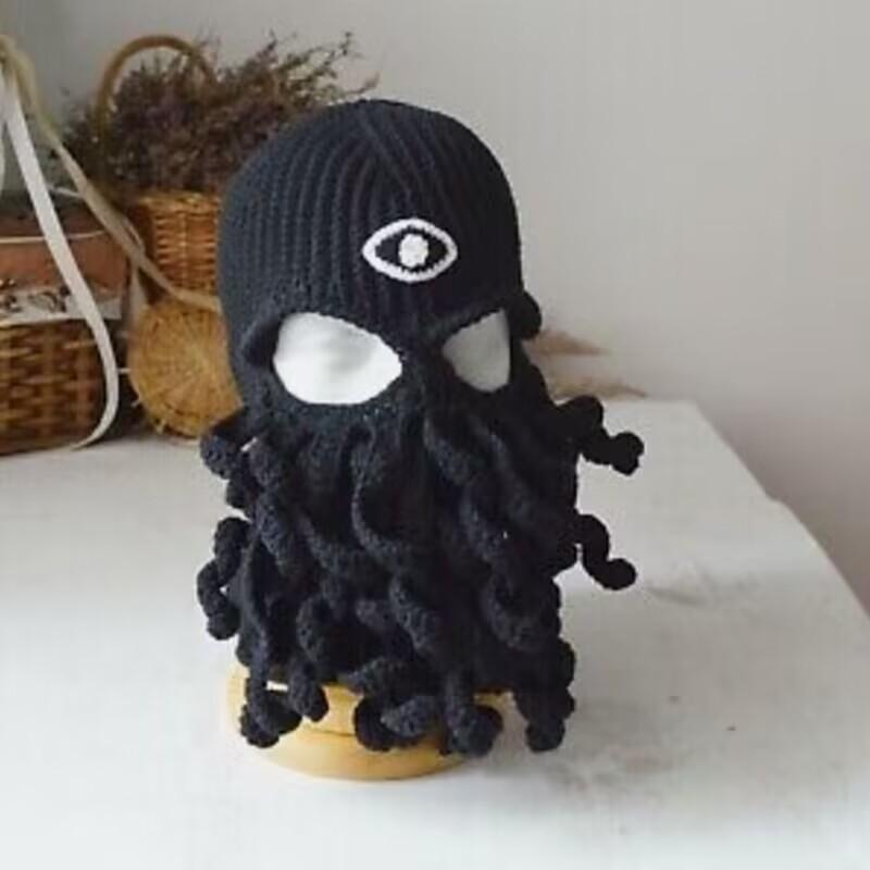 New Cat Ear Hat Hand Knitted Devil Horn Funny Women's Autumn and Winter Wool Warm Knitted Hat