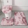Non Dye Tie Slip Mat Fluffy Plush Bathroom Toilet Seat Cover Carpet 3 Piece Set