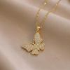 European & American Style Colored Zircon Bird & Butterfly Pendant Clavicle Necklace for Women