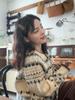 Luxury Retro Fair Isle Knit Cardigan – Women's Autumn/Winter Thickened Single-Breasted Sweater Coat