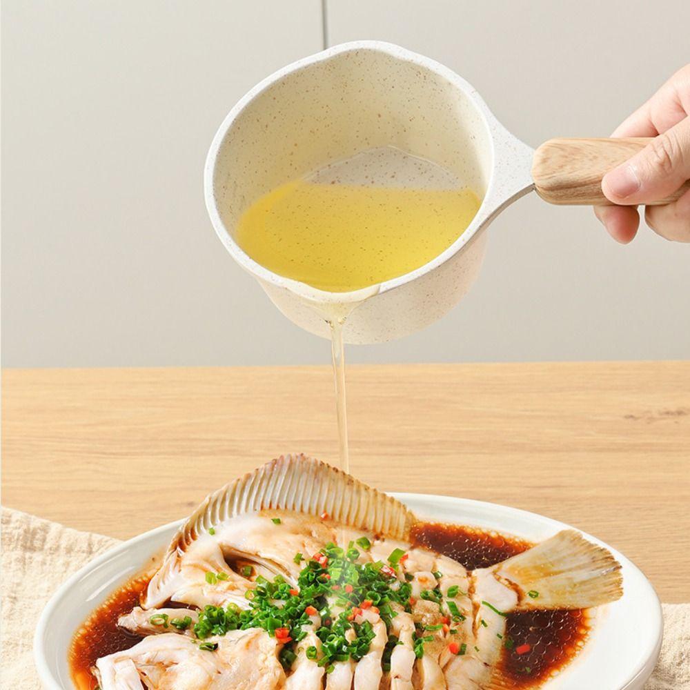Wood Handle Oil Splashing Pot Mini Milk Pot Multifunctional Maifan Stone Skillet  Fried Egg