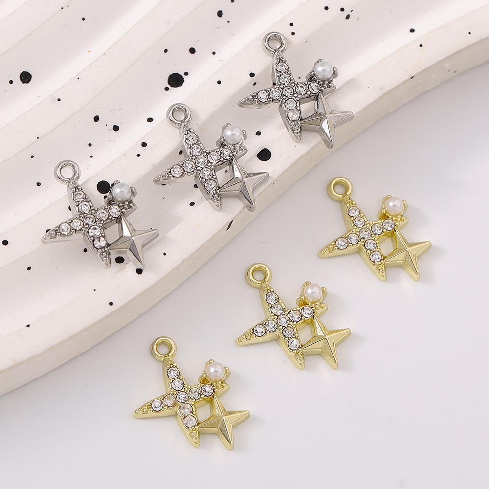 5pcs Delicate Rhinestone Star Charms Pendants for Jewelry Making DIY Necklace Earrings Bracelet Accessories Supplies