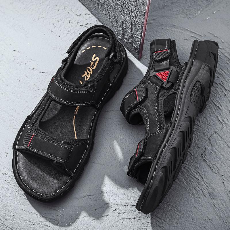 Genuine Leather Comfortable Men Sandals Summer Mens Casual Shoes Breathable Beach Sandals Fashion Cool Footwear Plus Size 38 -48