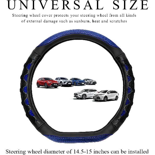 Car Steering Wheel Cover, 15 Inch Anti-Slip Steering Wheel Cover Protector With 3D Honeycomb Design, Universal Steering Wheel Covers For Cars Truck