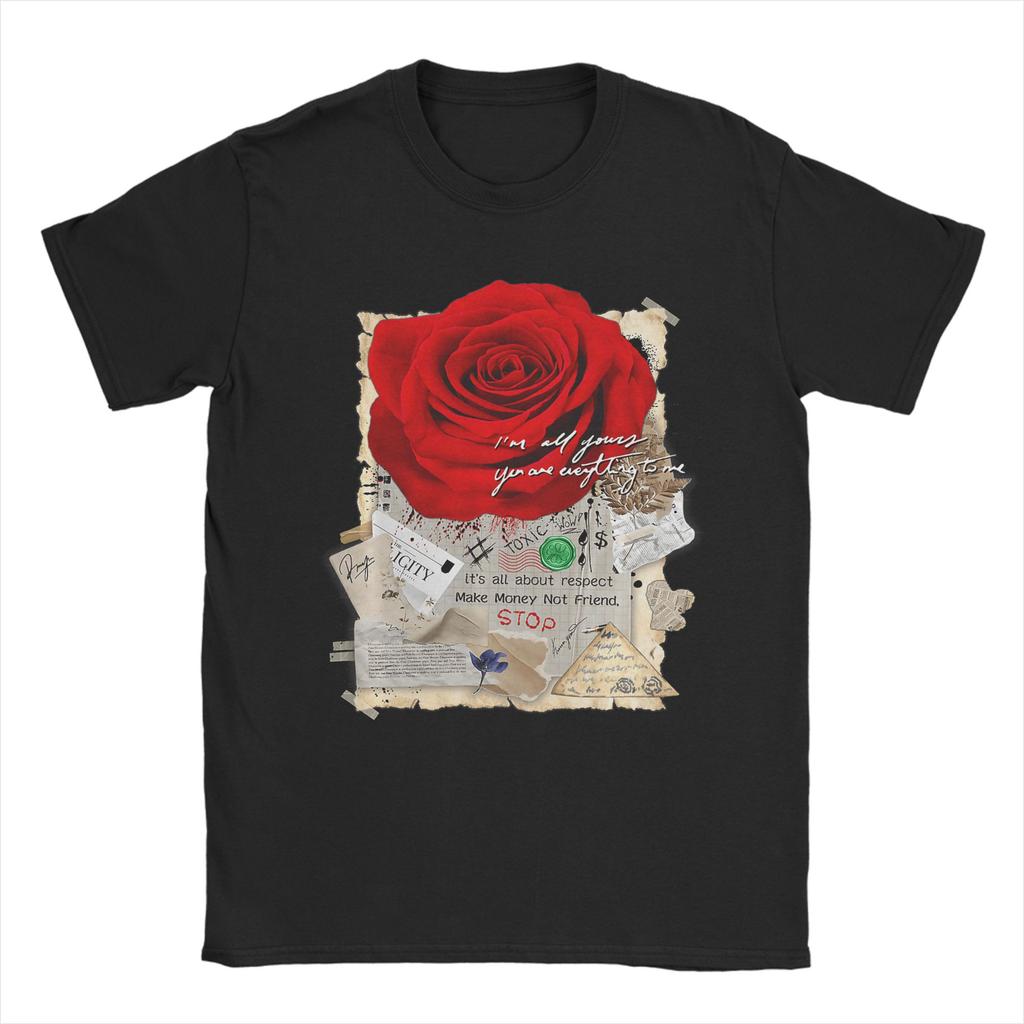 Vintage Streetwear Grafik Dunkelblumen Urban Ästhetik T-Shirts für Männer Rundhals Reines Baumwoll-T-Shirt Kurzarm-Tees Party