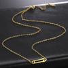 Teamer Paper Clip Pendant Necklace for Women Unique Design Pin Clavicle Chain Stainless Steel Female Simple Temperament Jewelry