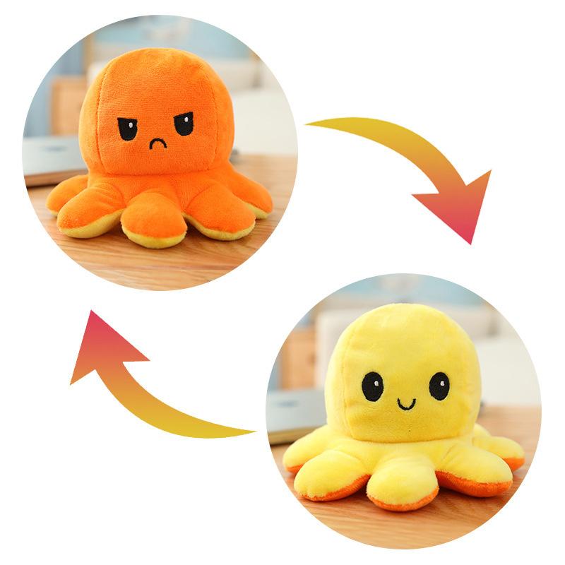 Mood Octopus Reversible Plush Toy Soft Stuffed Simulation Octopus Doll Cute Stuffed Toy Baby Gift