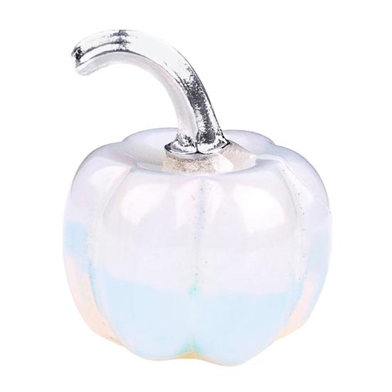 Natural Stone Pumpkin Figurine Mini Carved Gemstone Pumpkin Statue Healing Stones Ornaments for Fall Harvest Thanksgiving Halloween Home Decor