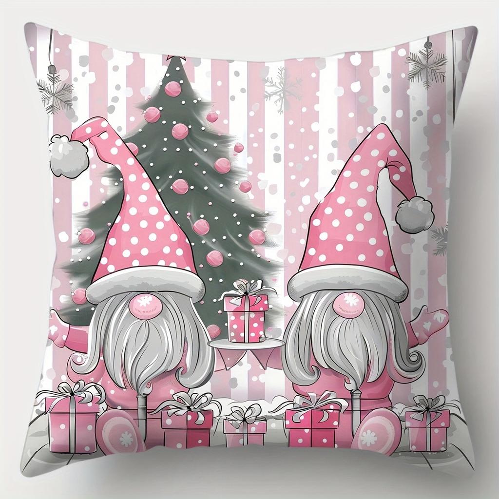Christmas decoration pillow cover Christmas dwarf snowman pattern living room sofa cushion cover bedroom room home decoration