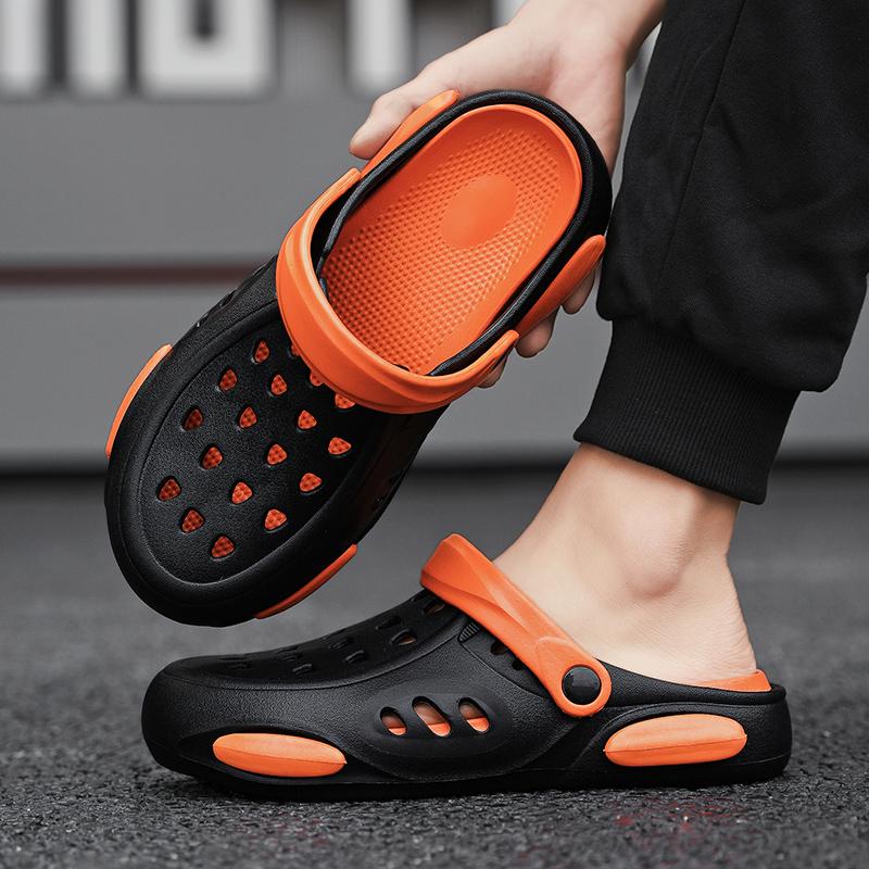 Fashion Summer Men Clogs Breathable Beach Slippers Soft Sole Men Home Slippers Outdoor Antiskid Slides