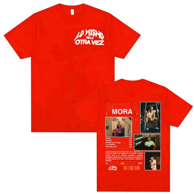 Rapper Mora Lo Mismo Dela Otra Vez Tour Merch T-shirts Men Fashion Hip Hop Vintage T Shirt Unisex Short Sleeve T-shirt Tops