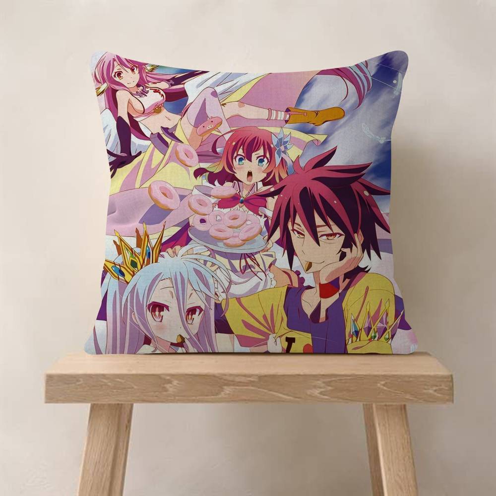 NNo Game No Life Anime Pillow Covers Cartoon Sofa Decorative Home Doublesided Printing Short Plush Cute Cushion Cover