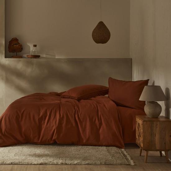 

Двойной комплект пододеяльников Karaca Home Pollen Linen, терракотовый