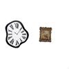 Acrylic Melting Wall Clock with Hand Carved Floral Frame Unique Creative Distorted Antique