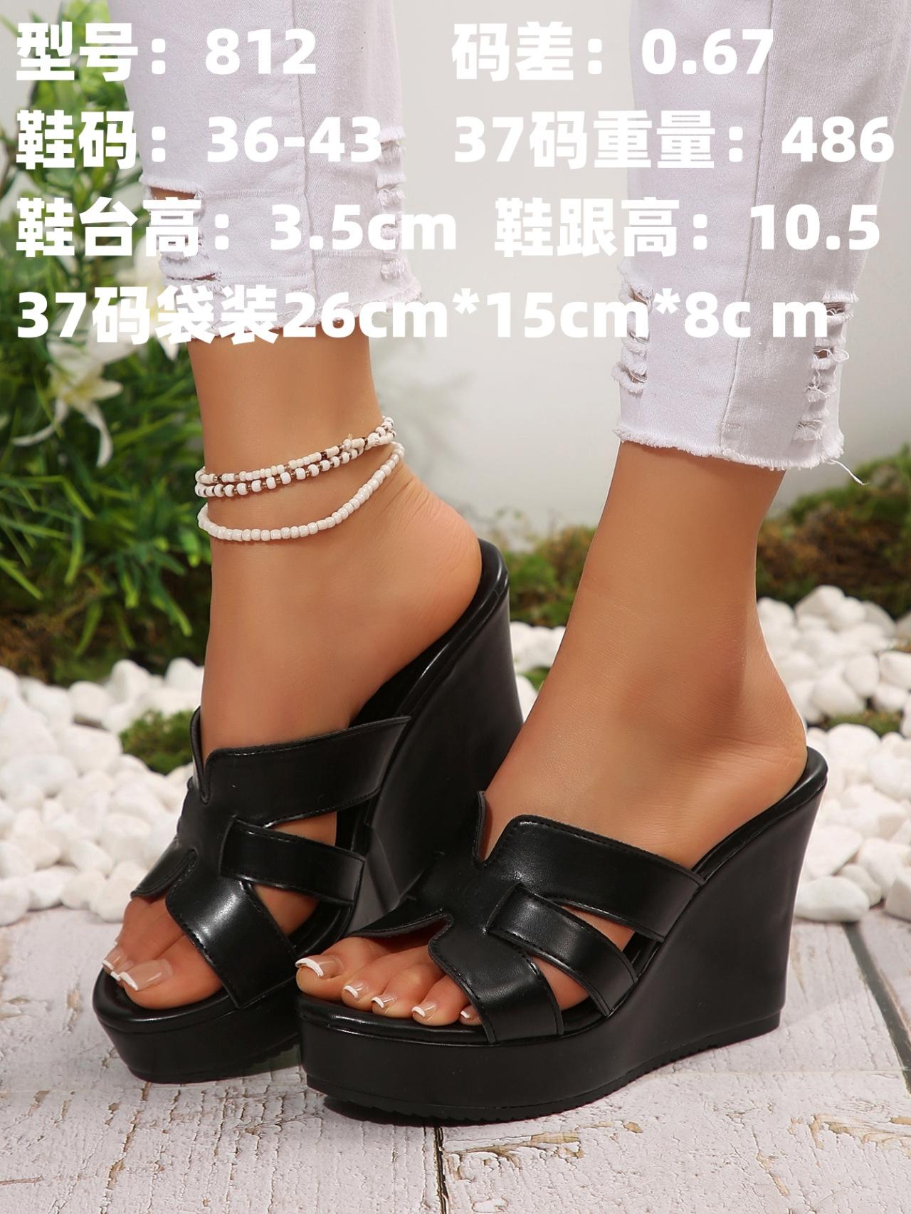 

Большой размер с открытым носком квадратный носок танкетка крутые тапочки женские летние повседневные удобные нескользящие женские тапочки на толстой подошве 36 чёрный