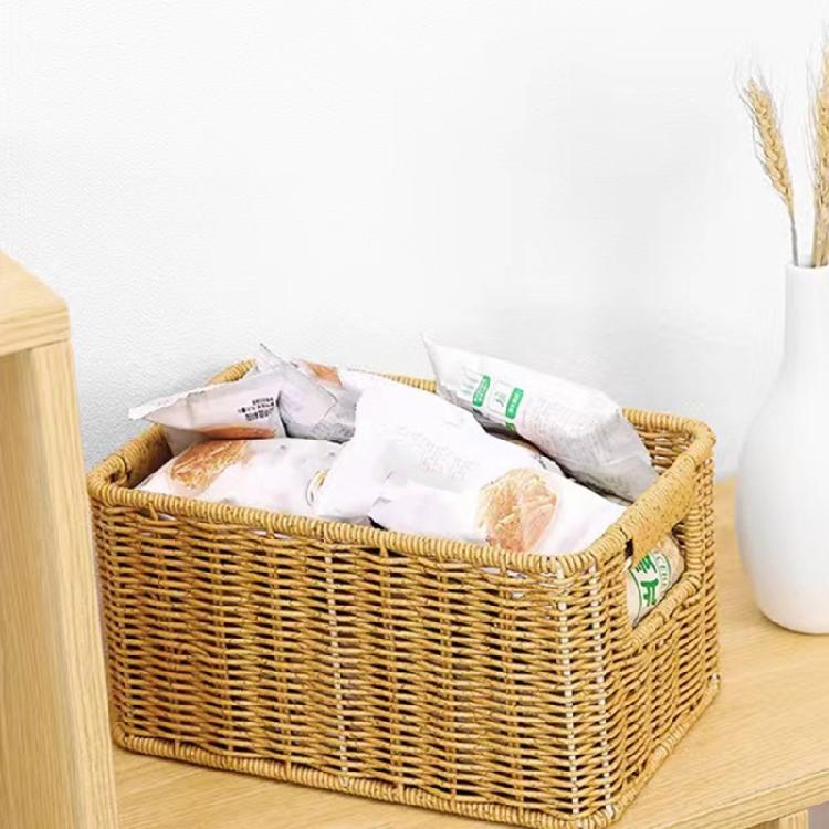 Rectangular Woven Organizers Baskets Practical Rattan Organizers Rectangular Storage Baskets for Kitchen and Home