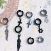 Hexagram Doll Stud Earrings Chain Black Plush Doll Earring  Cotton Doll Accessories