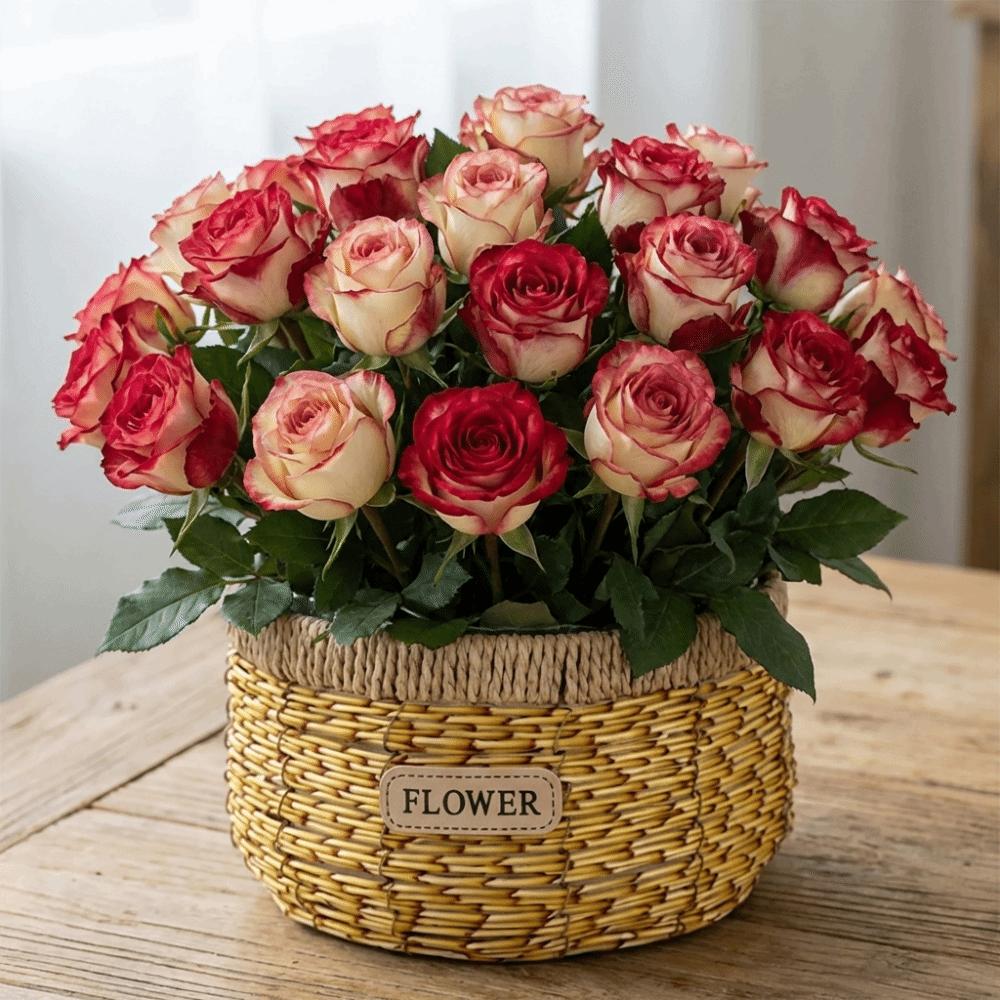 Plant Display Rustic Woven Flower Basket Plastic Sturdy Succulent Container Handcrafted Decorative Flower Shop Pots Home Decor