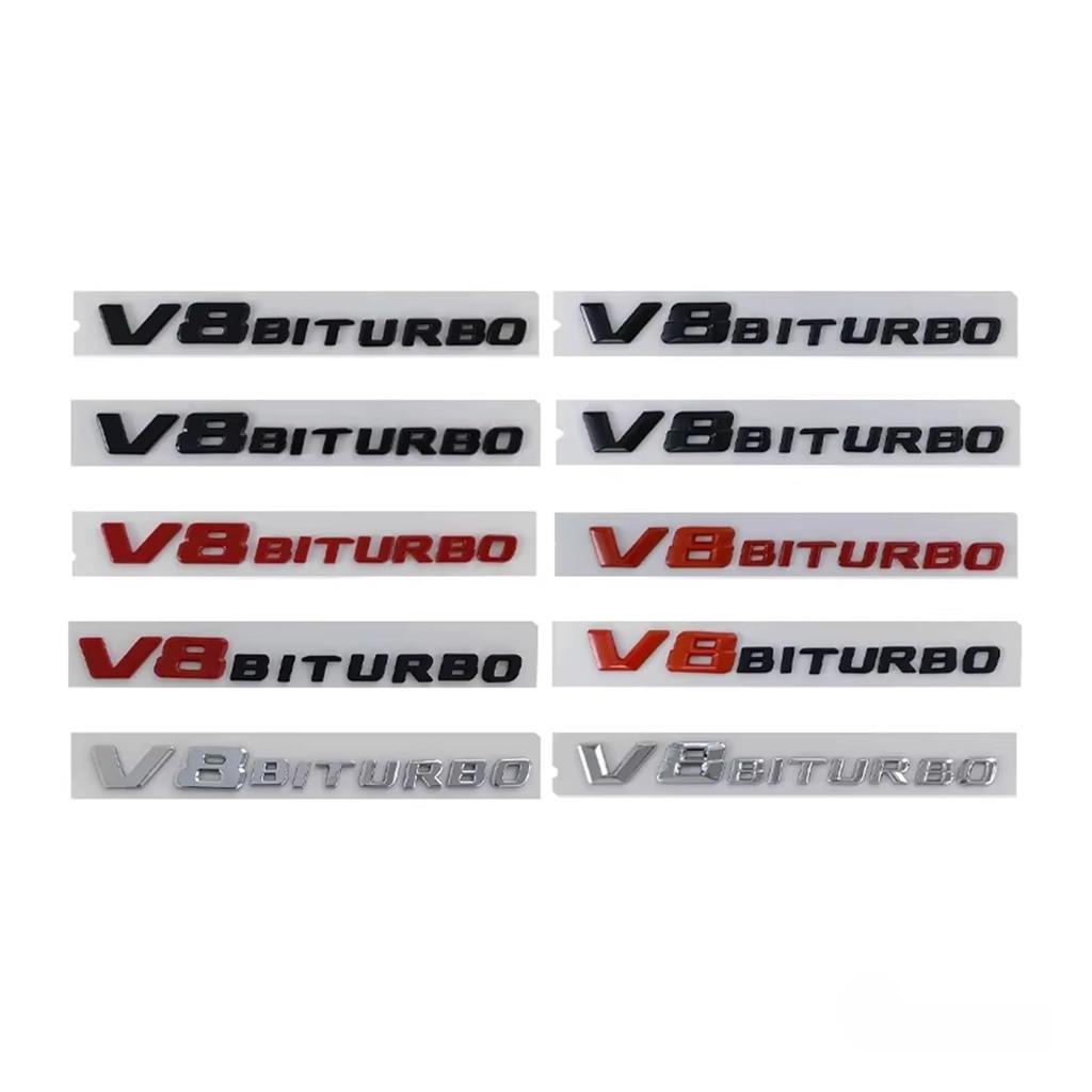 ABS Car Badge Rear Trunk Letters Emblem Sticker Decoration for V8 BITURBO CLA35 G350d GLE63 W140 W177 W213 (Old-Gloss Black)