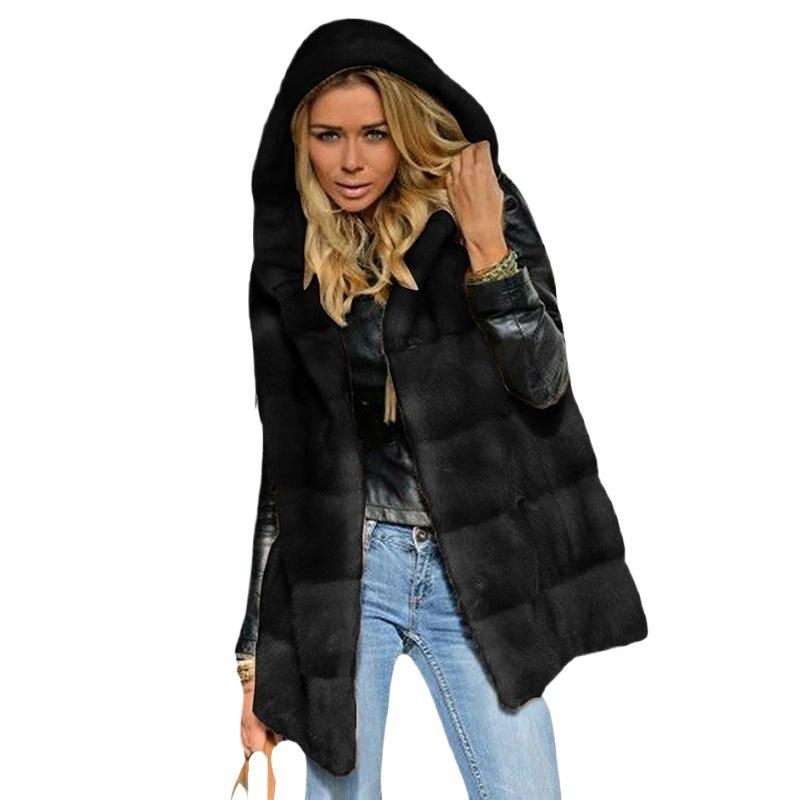 New Long Autumn and Winter Solid Color Loose Plush Vest Imitation Fur Vest Pink