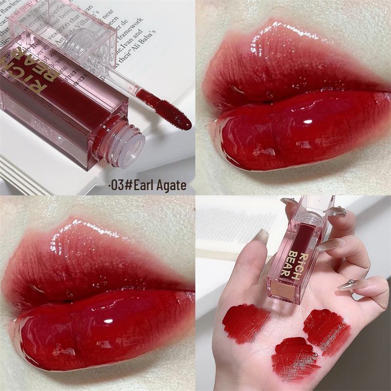Rich Bear Glazed Lip Tint: Lustrous, Long-lasting, Water-Gloss Shine, Vibrant Colors