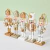 Sparkling Gold and Silver Nutcrackers Decors Elegant 12CM Wood Nutcrackers Ornament with Gold and Silver Accent