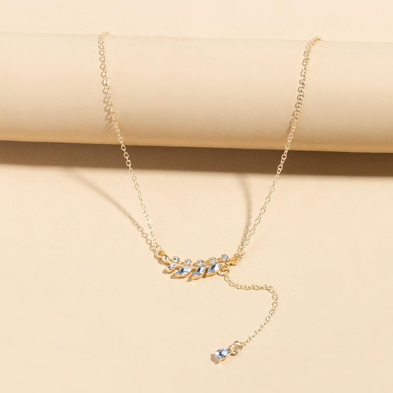 Alloy pendant jewelry high-end wheat ear tassel adjustable necklace female leaf collarbone chain