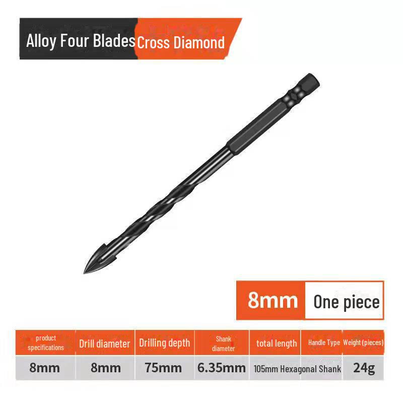 4-Edge Cross Tile & Glass Drill Bit Set for Ceramics